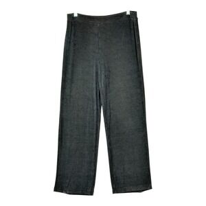 Chico's Travelers Pants Womens Medium Short Gray Wide Leg Pull On Stretch Career